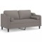 Canapea cu 2 locuri cu pernute, gri taupe, 140 cm, textil