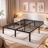 Cadru de pat dublu metalic VASAGLE 140x190 cm, cu depozitare, negru