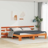 Cumpara ieftin Cadru de pat cu headboard Maro 180 x 200 cm Lemn de pin masiv