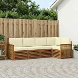 vidaXL Set canapea sectională modular exterior lemn masiv acacia Natural Crem perna detasabila