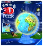 Puzzle 3D glob pamantesc cu LED Ravensburger, 188 piese, 28 cm