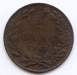 Romania 2 Bani 1867 Watt &amp; Co - Carol I, Cupru, 20 mm, KM-2.2