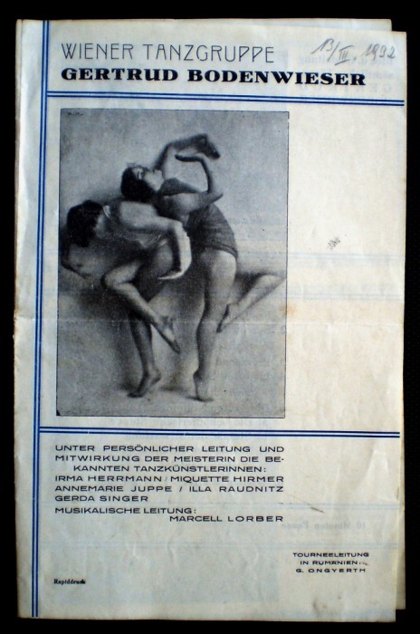 O.151 PLIANT WIENER TANZGRUPPE GERTRUD BODENWIESER 1932 TURNEU IN ROMANIA