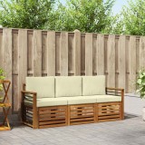 vidaXL Seturi de canapele 3 pcs Natural și Crem Lemn Solid de Acacia 3374300
