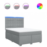 Cumpara ieftin Pat box spring cu saltea, gri deschis, 140x190 cm, textil