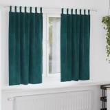 Draperii opace vidaXL cu bucle de agățat 2 bucăți Verde &icirc;nchis Catifea