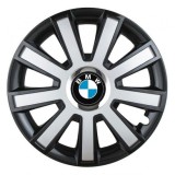 Cumpara ieftin Set 4 capace roti Silver/black cu inel cromat R14 pentru gama auto BMW, Autohelix MSA