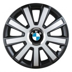 Set 4 capace roti Silver/black cu inel cromat R14 pentru gama auto BMW