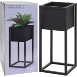 Home&amp;Styling Ghiveci de flori cu suport, negru, 50 cm, metal, H&amp;S Collection