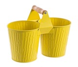 Cumpara ieftin Set 6 ghivece flori metal galben 26x13x19.5 cm