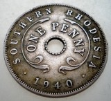 7.712 SOUTHERN RHODESIA DE SUD COLONIE BRITANICA GEORGE VI 1 ONE PENNY 1940, Africa, Cupru-Nichel