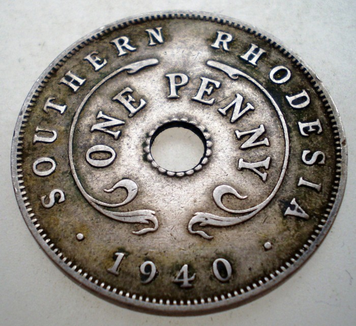 7.712 SOUTHERN RHODESIA DE SUD COLONIE BRITANICA GEORGE VI 1 ONE PENNY 1940