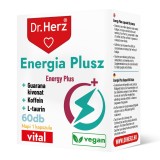 Capsule vegane Energy Plus cu guarana, cofeina si L-taurina Dr Herz 60 buc