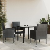 vidaXL Set mobilier de grădină, 5 piese, negru, poliratan și oțel 3203313