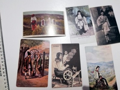 LOT 6 FOTOGRAFII VECHI / CARTI POSTALE COSTUME POPULARE =- REPRO foto