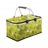 Cumpara ieftin Geanta/cos picnic, termoizolanta, Verk Group, galben, model floral, 48x28x22 cm