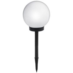 Lampa Solara LED tip Glob Alb/Negru pentru Gradina, Diametru 15cm, Inaltime 40 cm, Lumina Alb Rece