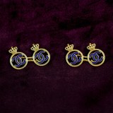 Set de butoni din aur 18K cu cifrul regelui Carol al II-lea