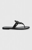 Cumpara ieftin Tory Burch slapi de piele Miller Pave femei, culoarea negru, cu toc plat