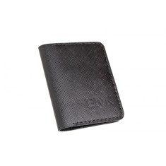 Portcard din piele naturala, lucrat si cusut manual, Orion, Handmade, Negru print ( cusatura neagra ), Produs in Romania
