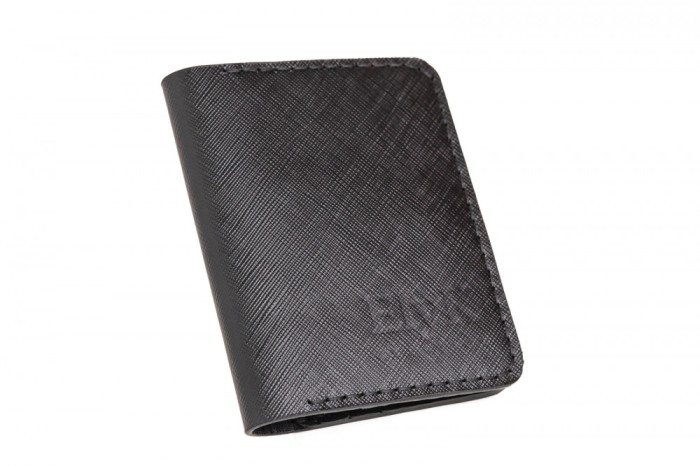 Portcard din piele naturala, lucrat si cusut manual, Orion, Handmade, Negru print ( cusatura neagra ), Produs in Romania
