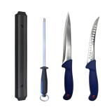 Cumpara ieftin Set cutite profesionale de macelarie, injunghiat, transat, filetat, dezosat, suport magnetic, masat pentru ascutit, 2 cutite