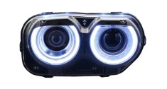 Set faruri Dodge Challenger, 09.20, montare fata, stanga+dreapta, cu LED RGB DRL, lumini de zi; D2H+LED; manual; fara becuri; Tuning; halogen, doar