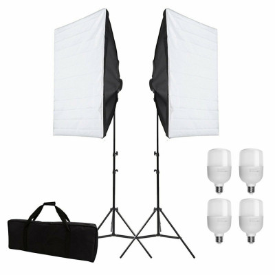 Kit studio foto, 2 x 2m suport trepied, x Softbox cu capac, 4 x 25W 5500k bec, include geanta de transport foto