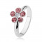 Inel din argint 925, floare strălucitoare &icirc;ncrustată cu zirconii roz şi transparente - Marime inel: 58