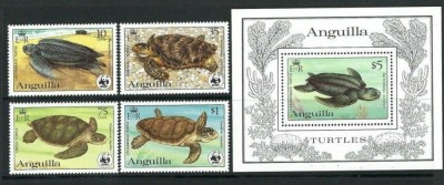 ANGUILLA 1983 WWF FAUNA PROTEJATA TESTOASE foto
