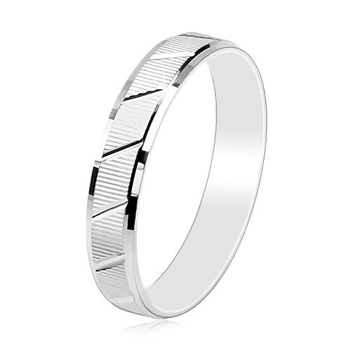 Inel din argint 925, suprafaţă crestată, crestături diagonale, 4 mm - Marime inel: 52