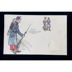 CARICATURA , DESEN COLORAT MANUAL , CARTE POSTALA , CIRCULATA , CLASICA , DATATA 1906