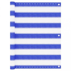 vidaXL Paravan pentru balcon, albastru ?i alb, 75x400 cm, HDPE foto