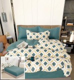 Cumpara ieftin Lenjerie Pat Bumbac 6 Piese Cu Elastic Albastru 180x200 cm (&plusmn;25cm). Husa pilota 200x230cm, Fete perna 55x75cm &amp; 70x70cm