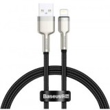 Cablu alimentare si date Baseus Cafule Metal, Fast Charging Data Cable pt. smartphone, USB la Lightning Iphone 2.4A, braided, 0.25m, negru
