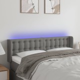vidaXL Tăblie de pat cu LED, gri &icirc;nchis, 147x16x78/88 cm, textil