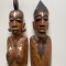 Barbat si femeie, arta africana, sculptura in lemn exotic cu incrustatii de os, jumatatea secolului 20
