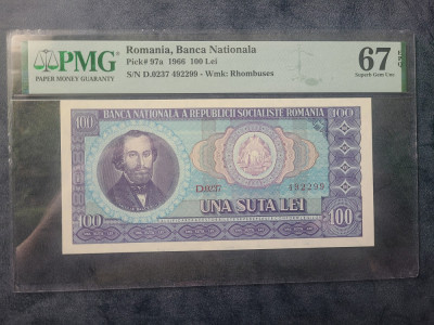 100lei din 1966 PMG67EPQ foto