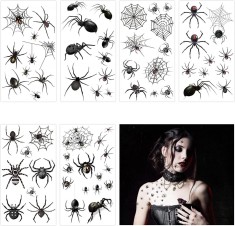 Set de 12 foi cu tatuaje temporare pentru Halloween Zerhok, negru