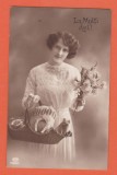 AMS @ - ILUSTRATA FEMEIE CU COS, PORTRET, 1915, CIRCULATA, LA MULTI ANI!, Printata