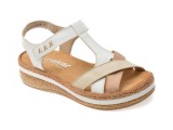 Sandale RIEKER albe, V0919, din piele ecologica