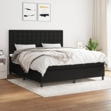 Pat box spring cu saltea, negru, 180x200 cm, catifea GartenMobel Dekor, vidaXL