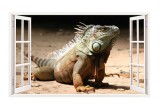 Sticker decorativ, Fereastra 3D, Chameleon Dragon, 85 cm, 324STK, natura si peisaje