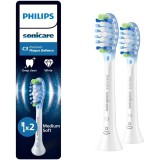 Rezerve Philips Sonicare Plaque Defence HX9042/87, pachet de 2 capete de periere, Standard, click-on, sincronizarea modurilor BrushSync, Alb