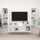 VidaXL Set de dulapuri TV, 3 piese, alb, lemn prelucrat