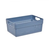 Coș Depozitare Plastic, Model Perforat, M&acirc;nere, Capacitate 3.5L, Albastru