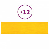Panouri de perete, 12 buc., galben, 60x15 cm, Catifea, 1,08 m&sup2;