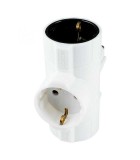 Distribuitor tip T 3 prize schuko 3680W 16A cu protectie alb TPF-26