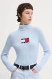 Tommy Jeans pulover din amestec de lana femei, cu guler, DW0DW18678