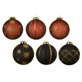 Cumpara ieftin Glob decorativ - Bauble Glitter Decor - Lines, Border, Stars - Rosewood and Black - mai multe modele | Kaemingk